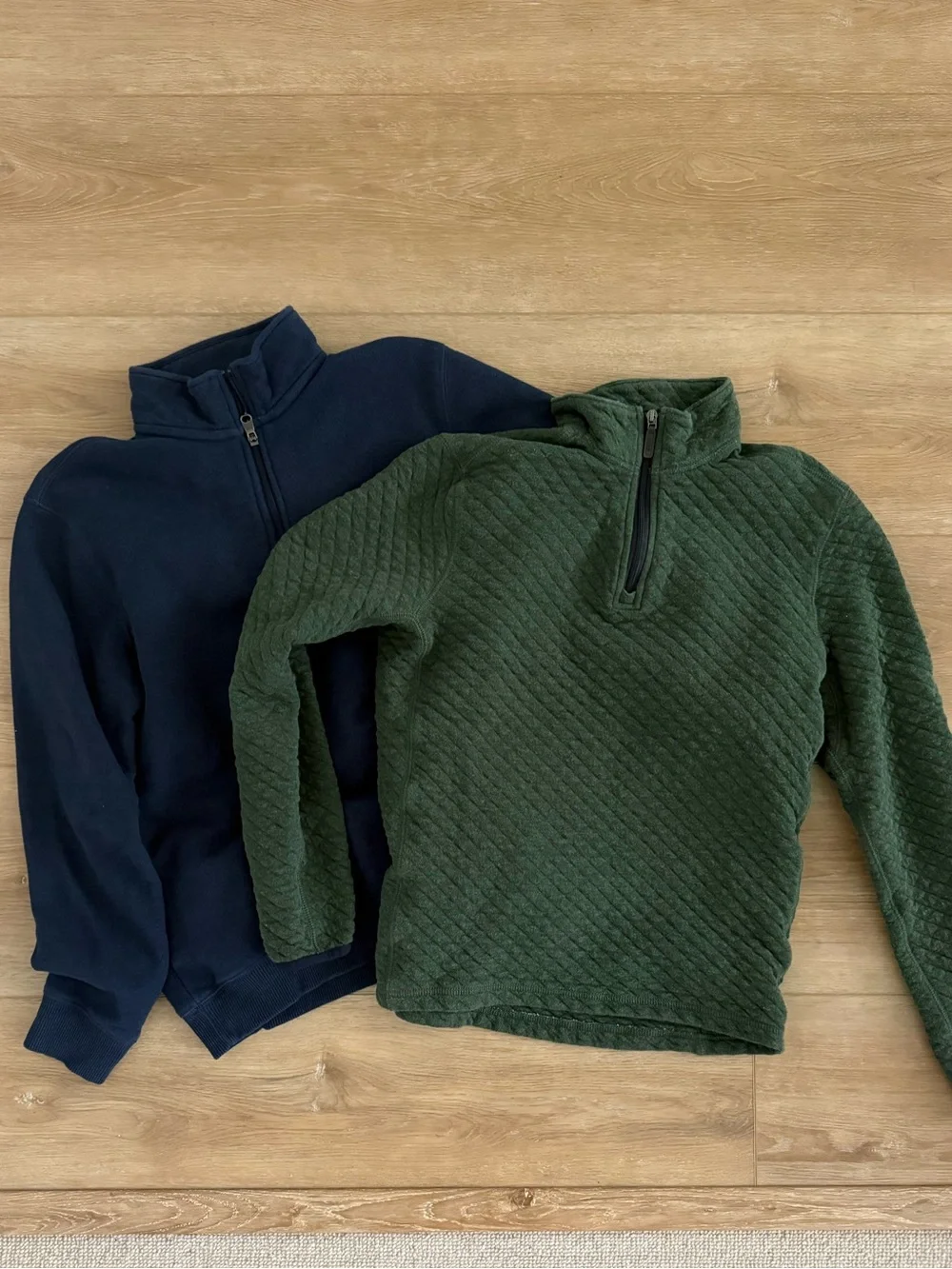 J crew and I on Men’s Quarter-Zip bundle Sweaters in Navy and Forest Green